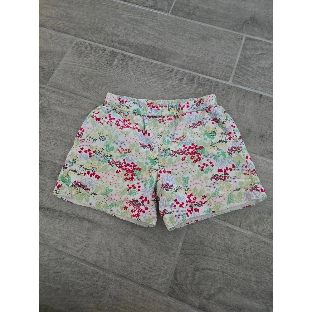Hanna Andersson Floral Print‎ Shorts Girls Size 6/7 120 Cotton